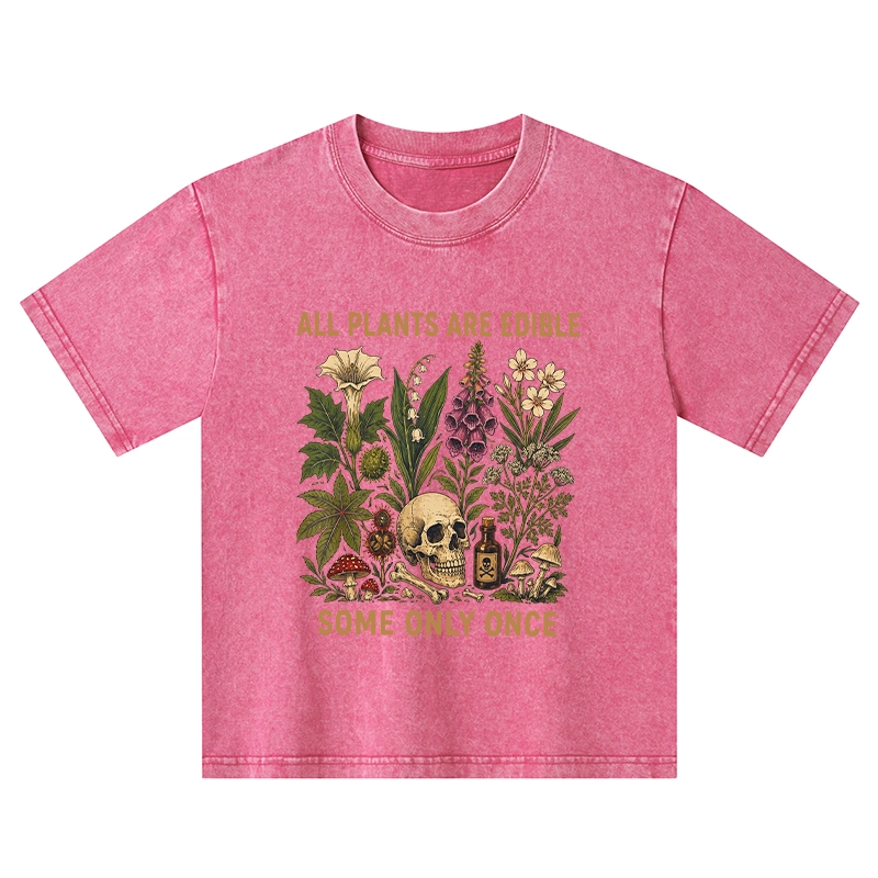 Tokyo-Tiger Edible Plants Some Only Once Joke Kids Washed T-Shirt