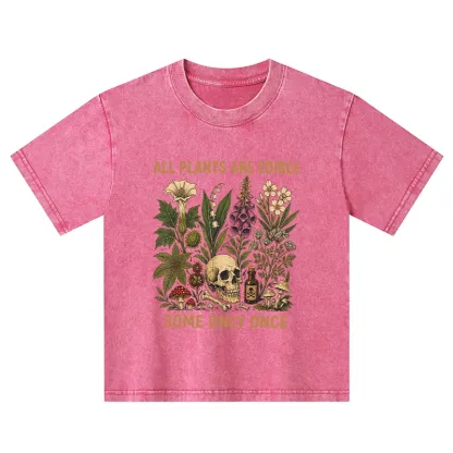 Tokyo-Tiger Edible Plants Some Only Once Joke Kids Washed T-Shirt