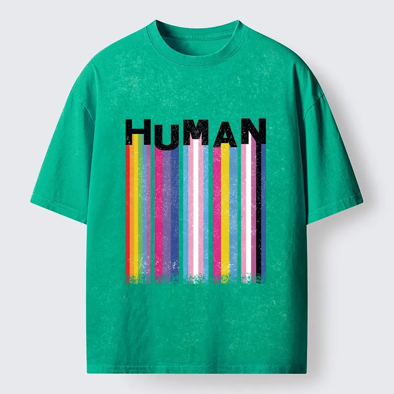 Tokyo-Tiger Rainbow Stripes Human Pride Washed T-Shirt