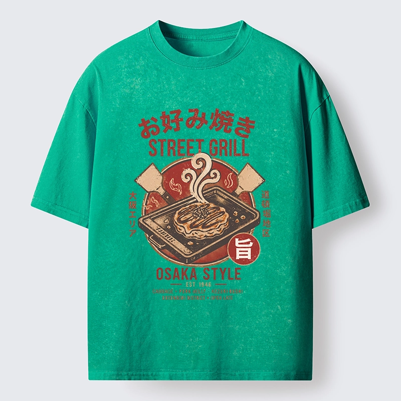 Tokyo-Tiger Classic Japanese Savory Pancake Food Washed T-Shirt