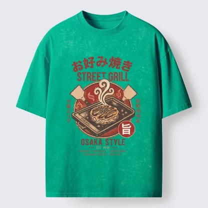 Tokyo-Tiger Classic Japanese Savory Pancake Food Washed T-Shirt