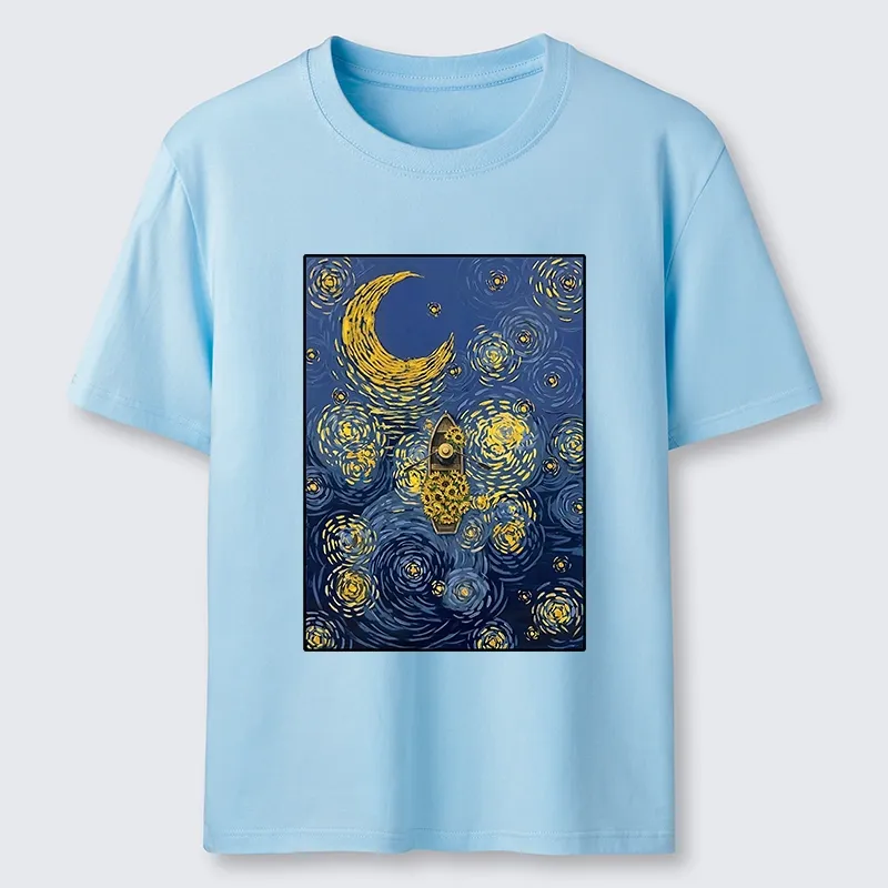 Tokyo-Tiger Van Gogh Vibes With Sunflower Boat Classic T-Shirt
