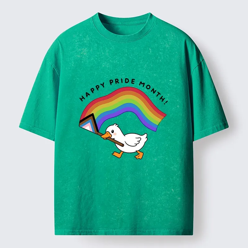 Tokyo-Tiger Funny Meme Duck Waves Pride Flag High Washed T-Shirt