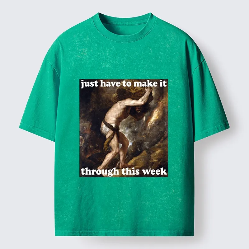 Tokyo-Tiger Sisyphus Struggles Through Busy Week Washed T-Shirt