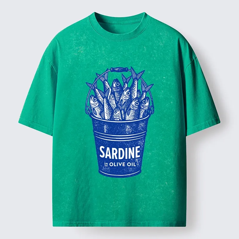 Tokyo-Tiger Vintage Bucket Full Of Fresh Sardines Washed T-Shirt
