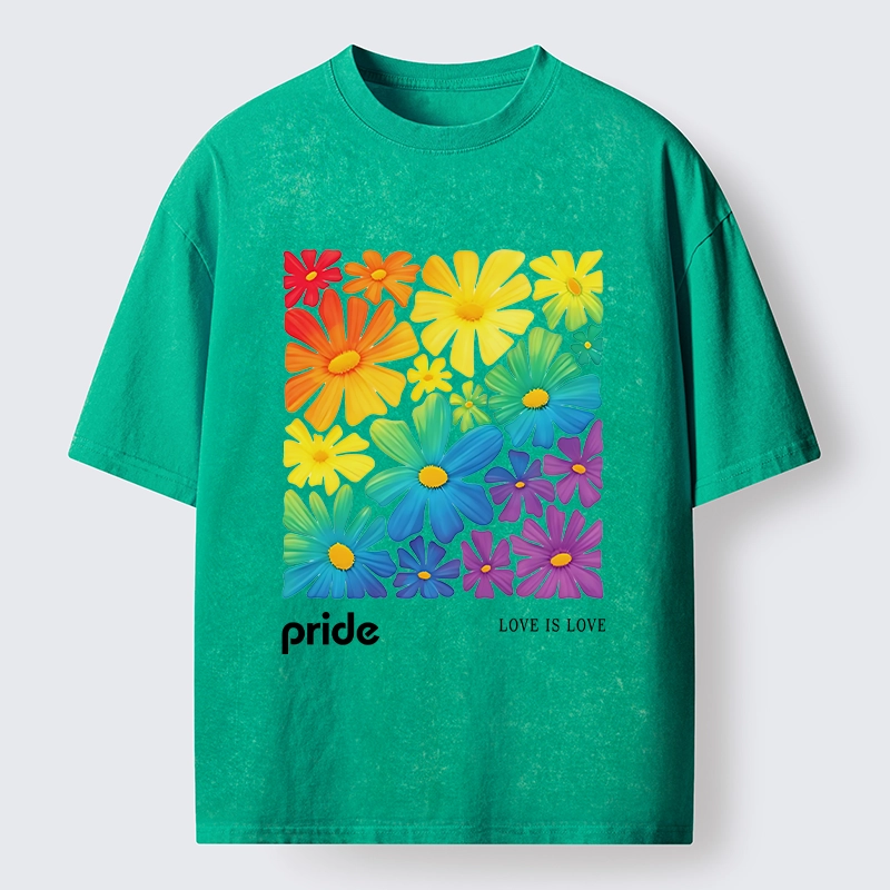 Tokyo-Tiger Colorful Blooms Honor Equal Loving Souls Washed T-Shirt