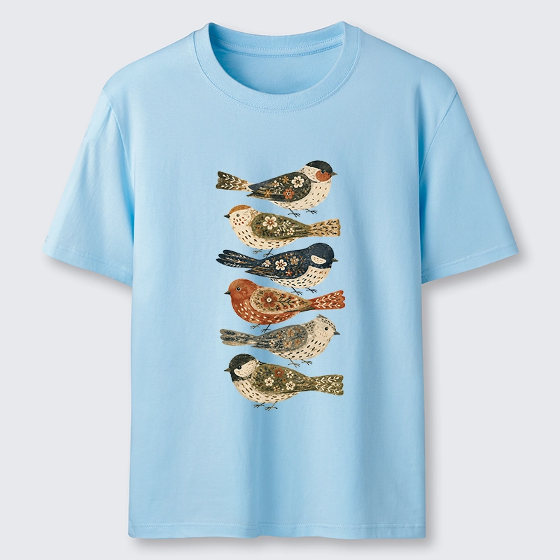 Tokyo-Tiger Colorful Folk Birds In Earthy Tones Classic T-Shirt