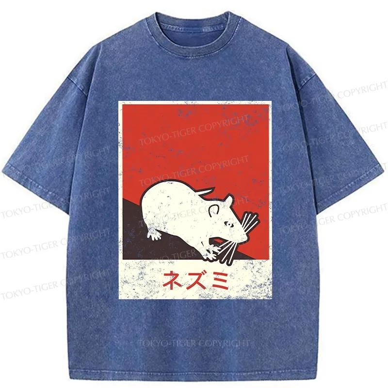 Tokyo-Tiger Rat In Japan Washed T-Shirt