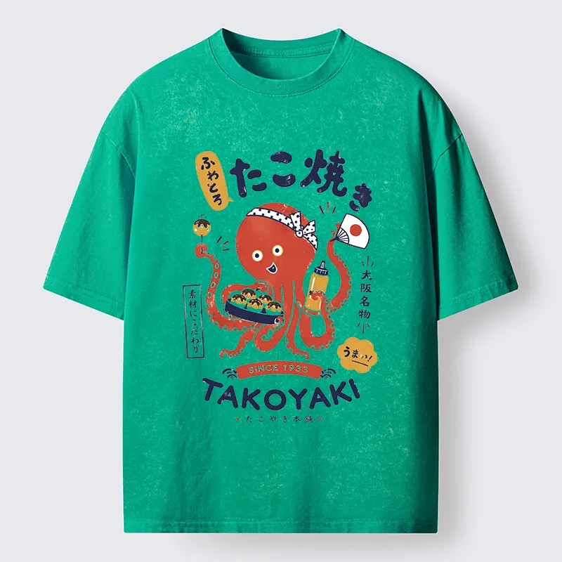 Tokyo-Tiger Cute Octopus Makes Fresh Takoyaki Washed T-Shirt