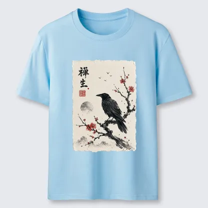 Tokyo-Tiger Zen Crow Resting On Red Plum Branch Classic T-Shirt