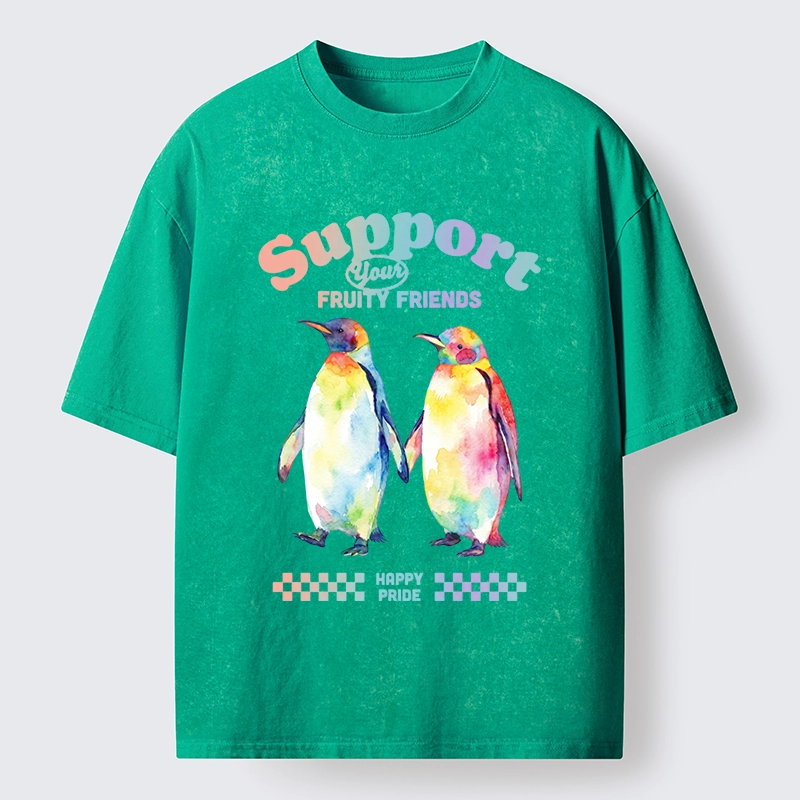 Tokyo-Tiger Funny Pride Penguins Meme Print Washed T-Shirt