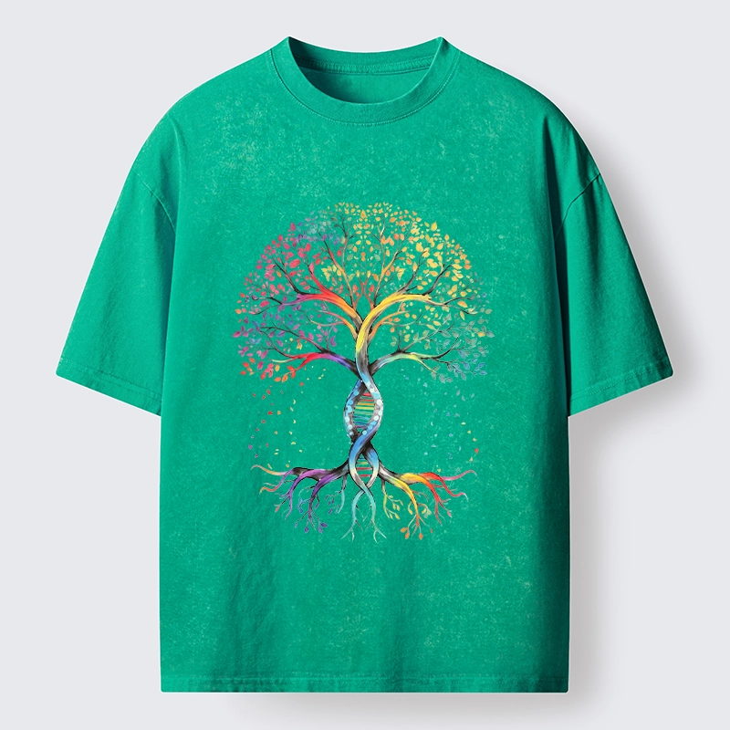 Tokyo-Tiger Watercolor Pride Tree Artwork Washed T-Shirt