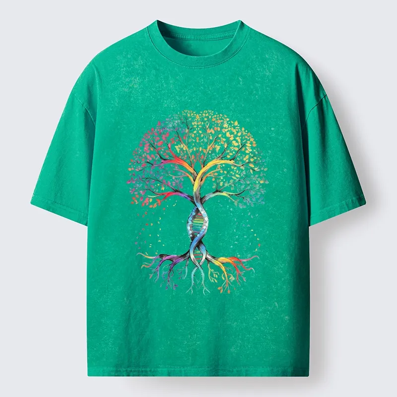 Tokyo-Tiger Watercolor Pride Tree Artwork Washed T-Shirt