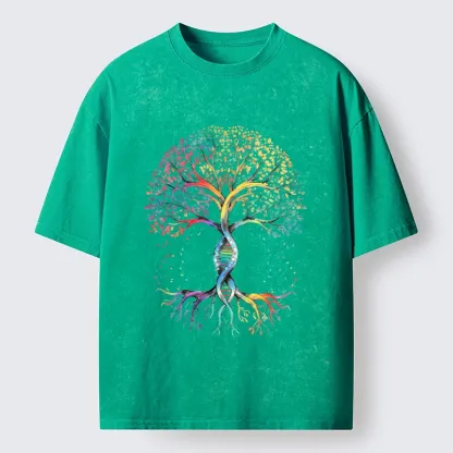 Tokyo-Tiger Watercolor Pride Tree Artwork Washed T-Shirt