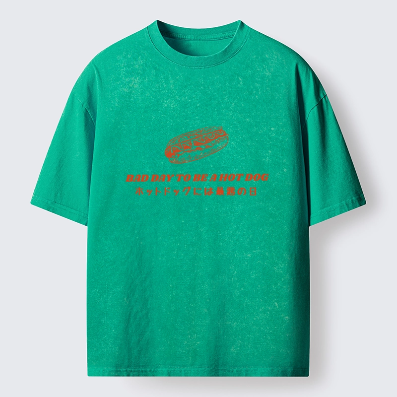 Tokyo-Tiger Vintage Hot Dog Humor Washed T-Shirt