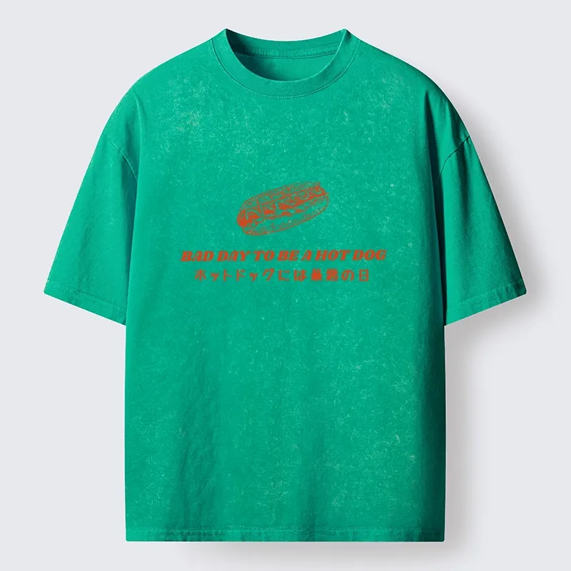 Tokyo-Tiger Vintage Hot Dog Humor Washed T-Shirt