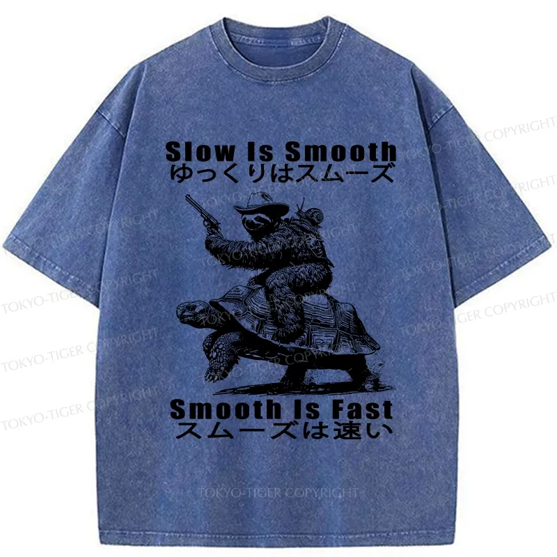 Tokyo-Tiger Funny Sloth Riding A Turtle Washed T-Shirt