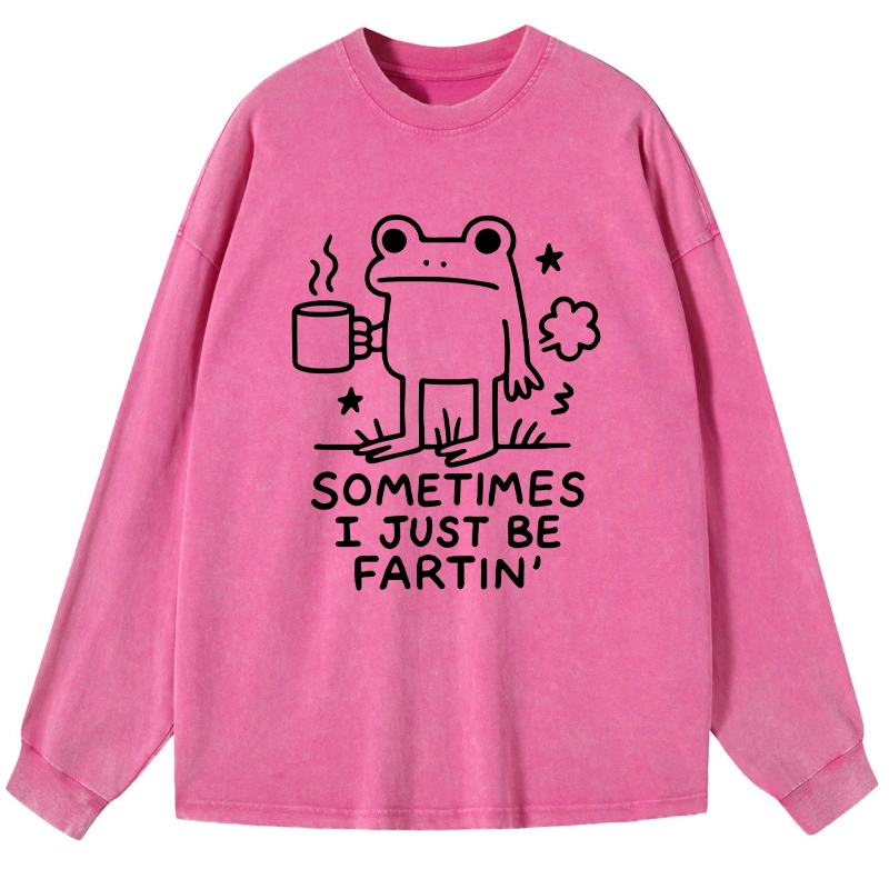 Tokyo-Tiger Sometimes A Frog Just Needs To Fart Washed Long Sleeve T-Shirt