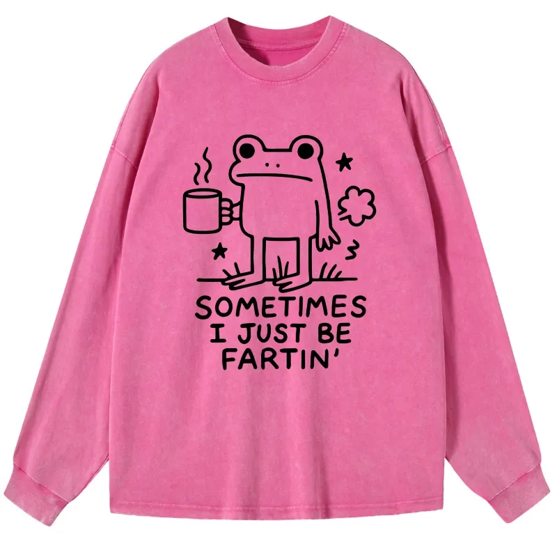 Tokyo-Tiger Sometimes A Frog Just Needs To Fart Washed Long Sleeve T-Shirt