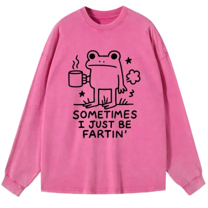 Tokyo-Tiger Sometimes A Frog Just Needs To Fart Washed Long Sleeve T-Shirt