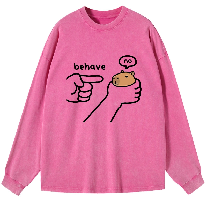 Tokyo-Tiger Dishonest Capybara Washed Long Sleeve T-Shirt