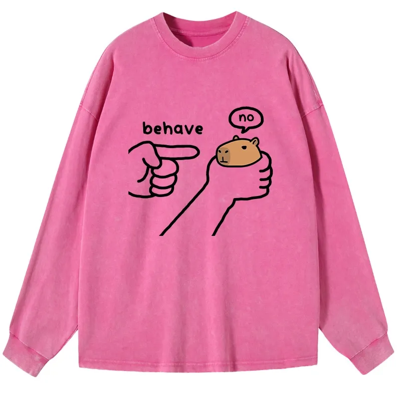 Tokyo-Tiger Dishonest Capybara Washed Long Sleeve T-Shirt