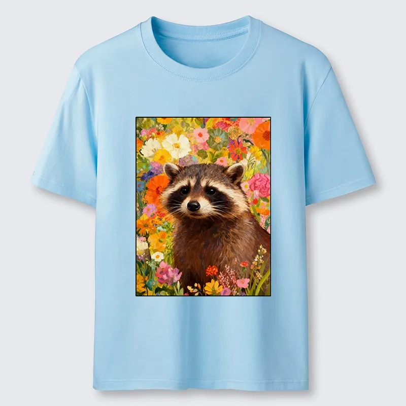 Tokyo-Tiger Raccoon Among Bright Flowers Classic T-Shirt