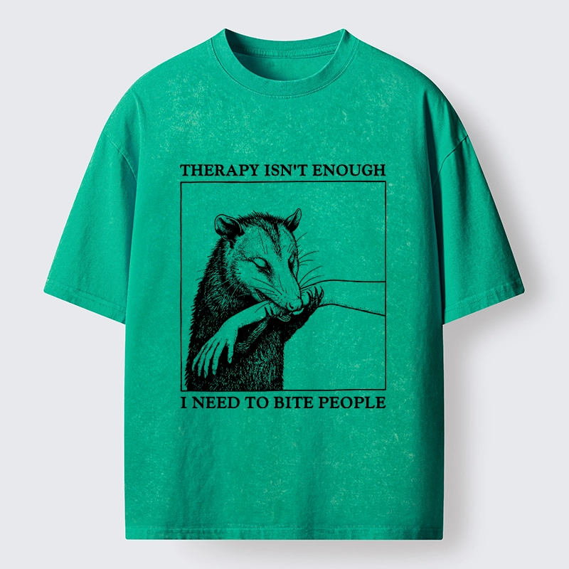 Tokyo-Tiger Funny Opossum Biting People Washed T-Shirt
