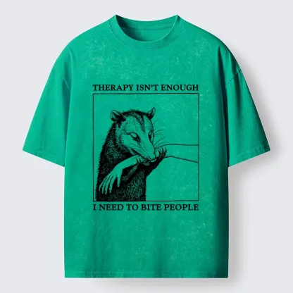 Tokyo-Tiger Funny Opossum Biting People Washed T-Shirt