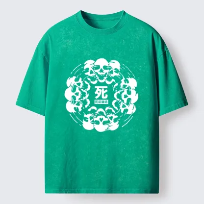 Tokyo-Tiger Funny Skull Meme Dance With Death Washed T-Shirt
