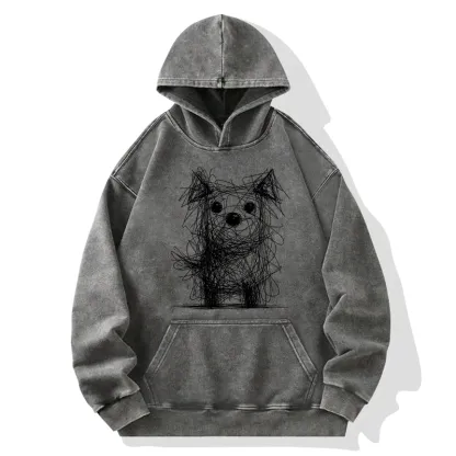 Tokyo-Tiger Scruffy Dog Chaos Art Washed Hoodie