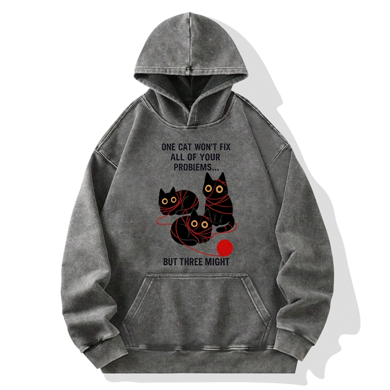Tokyo-Tiger Three Cats Fix All Problems Washed Hoodie