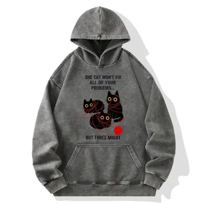 Tokyo-Tiger Three Cats Fix All Problems Washed Hoodie