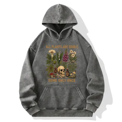 Tokyo-Tiger Edible Plants Some Only Once Joke Washed Hoodie