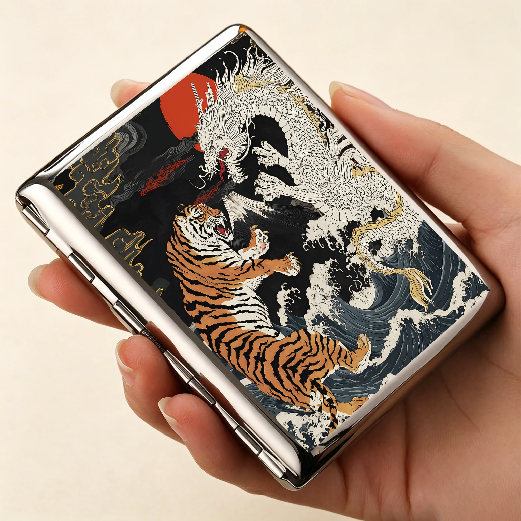Tokyo-Tiger Fight Between Dragon And Tiger Cigarette Case