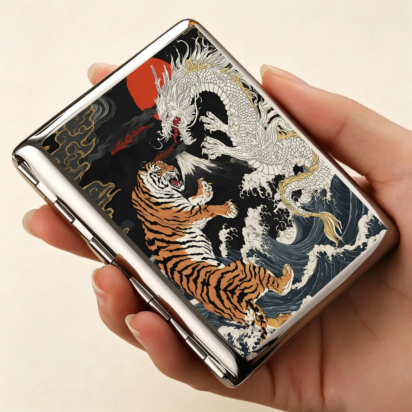 Tokyo-Tiger Fight Between Dragon And Tiger Cigarette Case