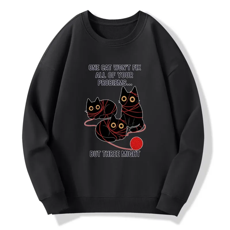 Tokyo-Tiger Three Cats Fix All Problems Classic Sweatshirt