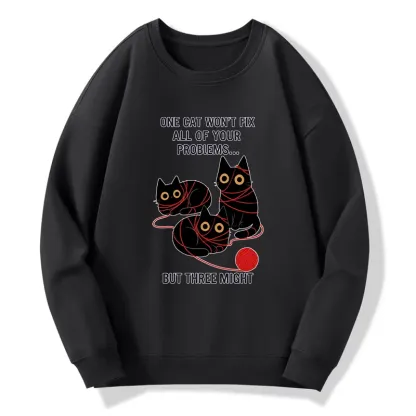 Tokyo-Tiger Three Cats Fix All Problems Classic Sweatshirt