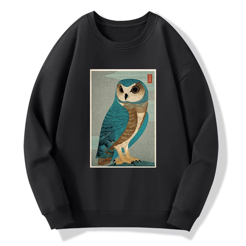 Tokyo-Tiger Vintage Owl Woodblock Art Classic Sweatshirt