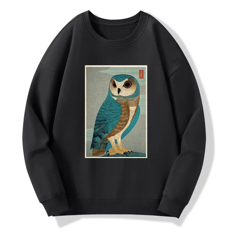 Tokyo-Tiger Vintage Owl Woodblock Art Classic Sweatshirt