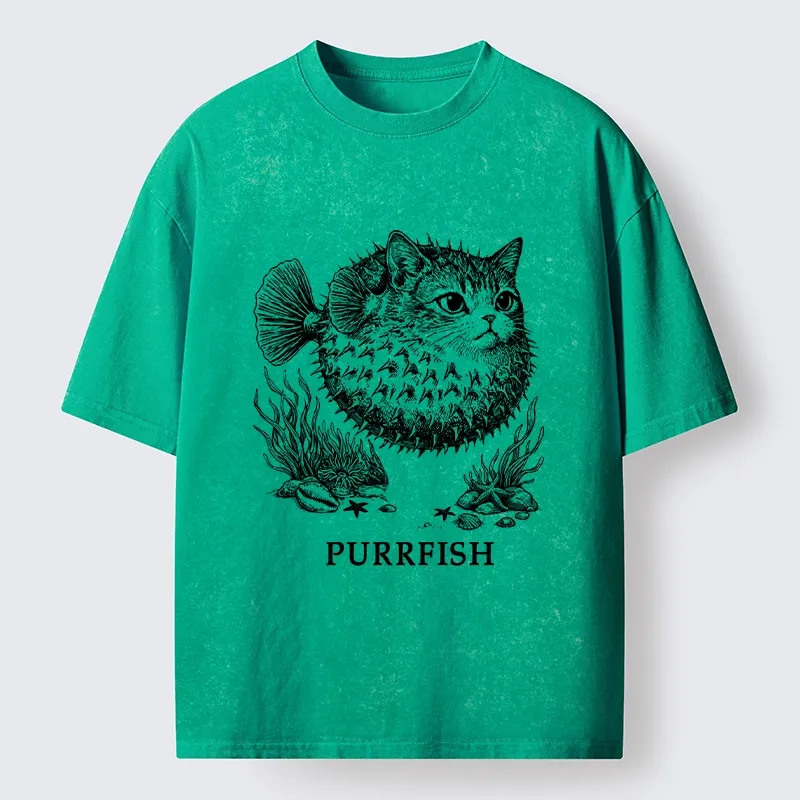 Tokyo-Tiger Spiky Puffer With Cute Cat Head Washed T-Shirt Sale