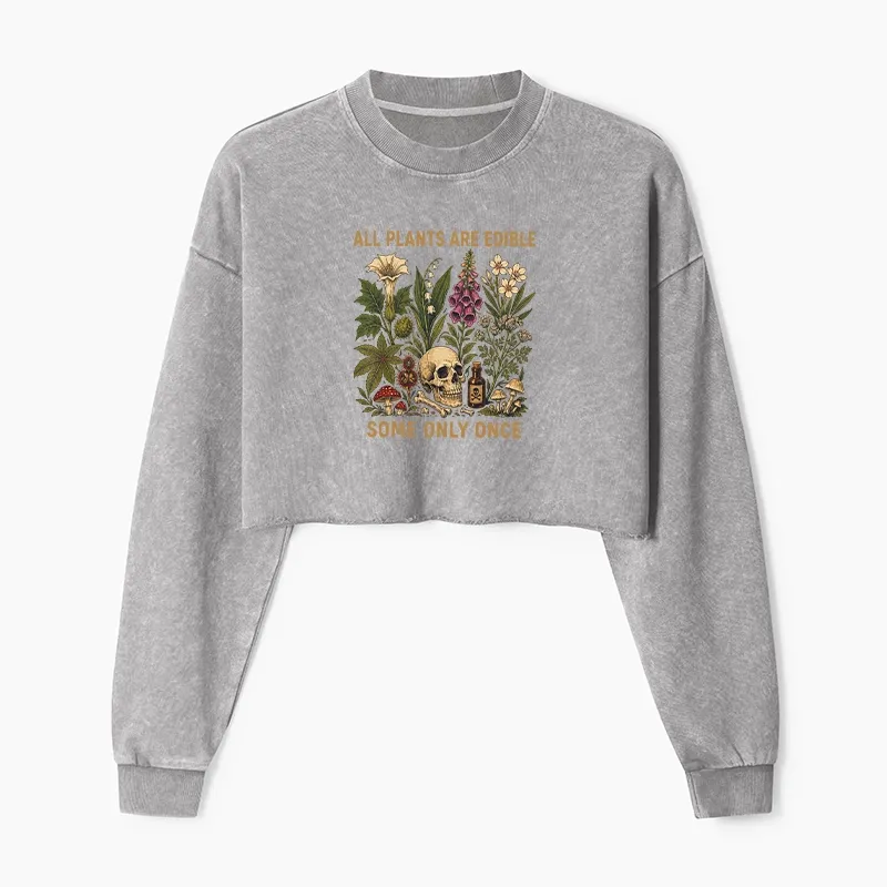 Tokyo-Tiger Edible Plants Some Only Once Joke Washed Crop Sweatshirt Sale