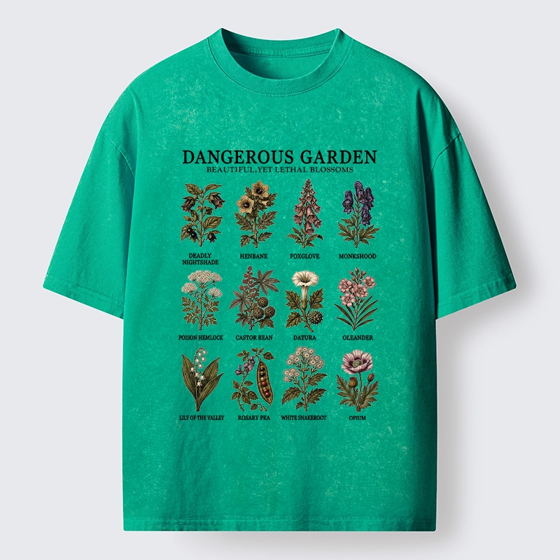 Tokyo-Tiger Lethal Plants With Pretty Blooms Washed T-Shirt