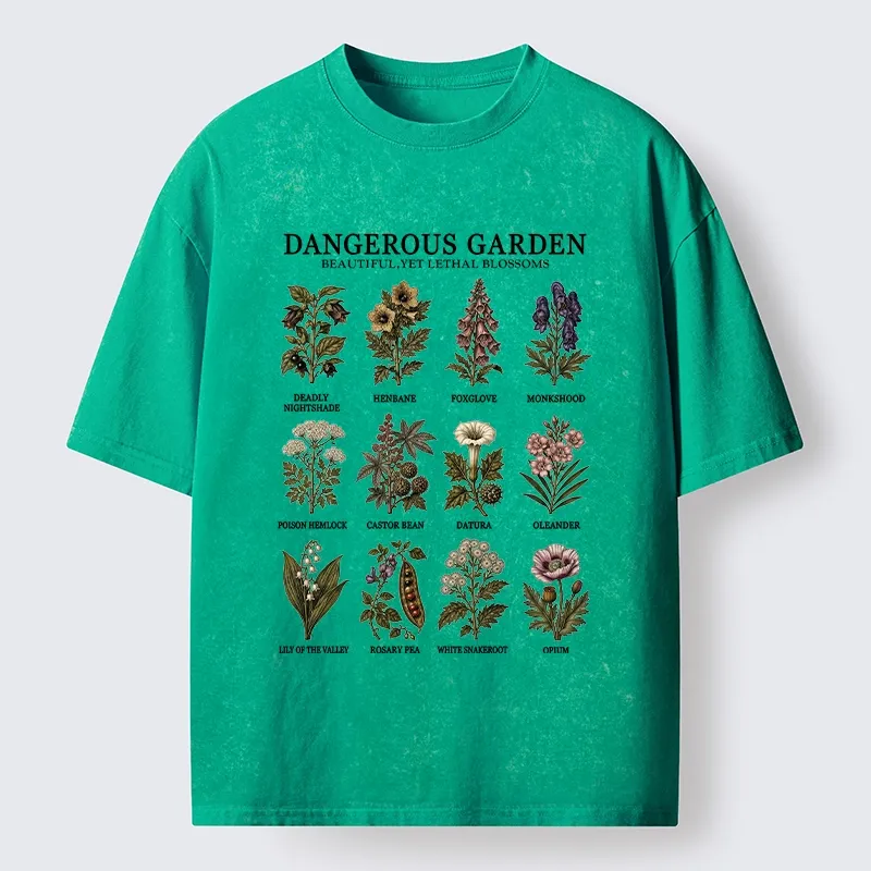 Tokyo-Tiger Lethal Plants With Pretty Blooms Washed T-Shirt