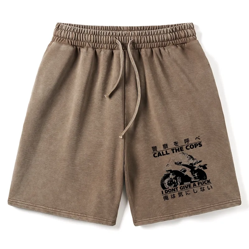 Tokyo-Tiger Funny Frog Riding A Motorcycle Washed Shorts