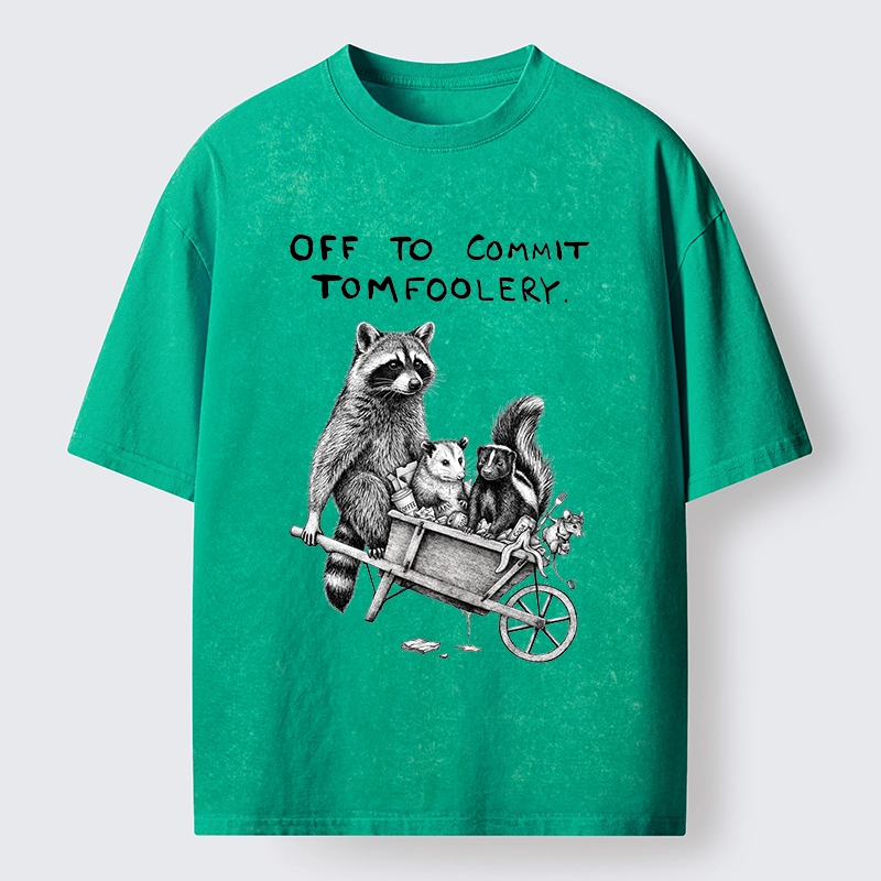Tokyo-Tiger Raccoon Crew On A Mission Washed T-Shirt