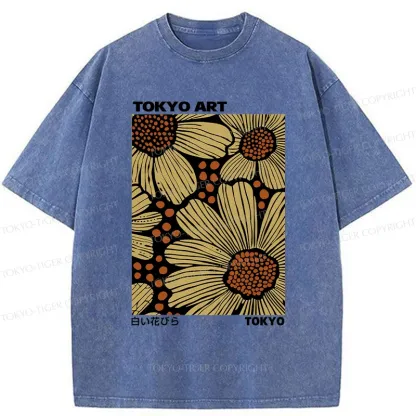 Tokyo-Tiger Tokyo Flower Art Washed T-Shirt