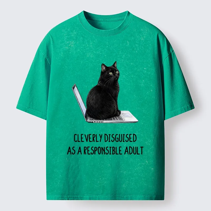 Tokyo-Tiger Cat Pretending To Be Adult Washed T-Shirt