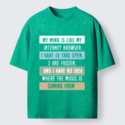 Tokyo-Tiger Funny Brain Tab Meme Washed T-Shirt
