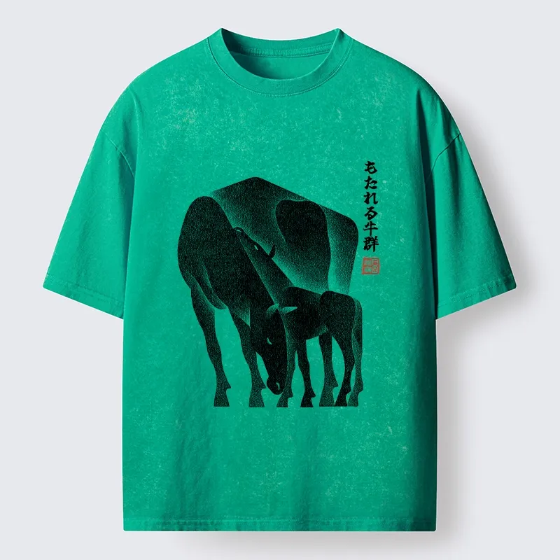Tokyo-Tiger Zen Art Of Two Horses Washed T-Shirt